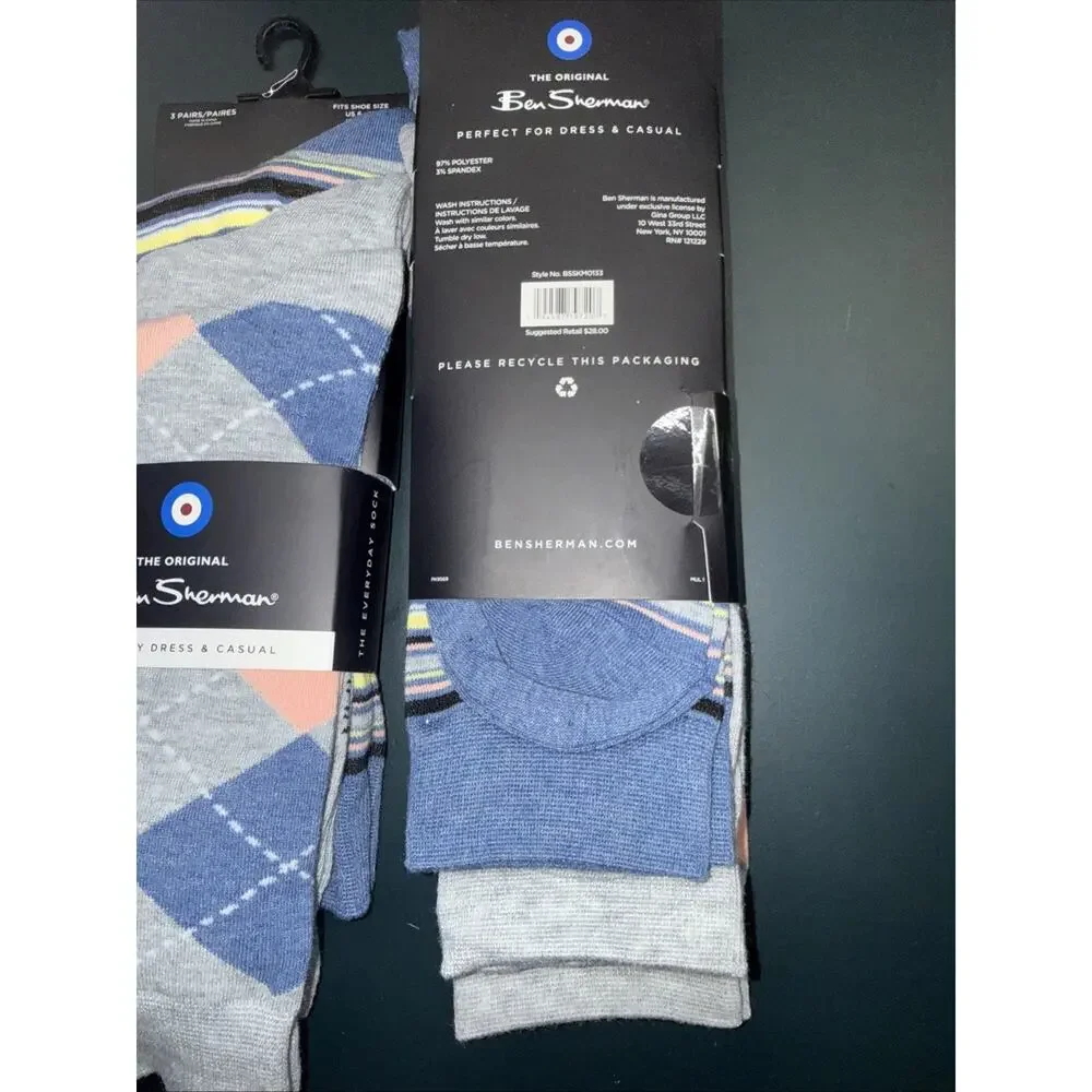 The Original Ben Sherman Men’s Dress Socks. 6 Pairs Of Dress Socks.